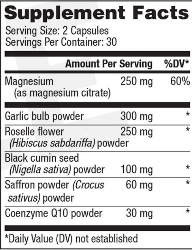 BP Zone supplement Nutrition Facts